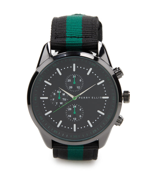 Chronograph Green Fabric Strap Watch | Perry Ellis
