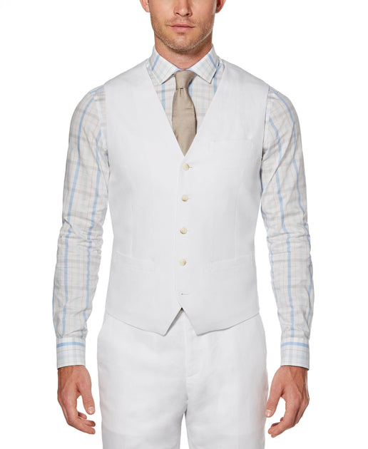 Linen Blend Solid Twill Suit Vest | Perry Ellis
