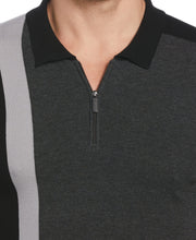 Color Block Quarter Zip Polo (Black) 