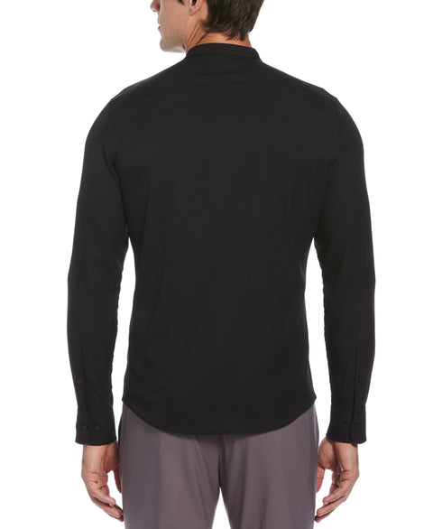 Untucked Total Stretch Big & Tall Banded Collar Shirt (Black) 