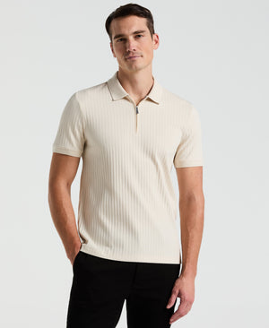 Quarter Zip Ribbed Polo (Birch) 