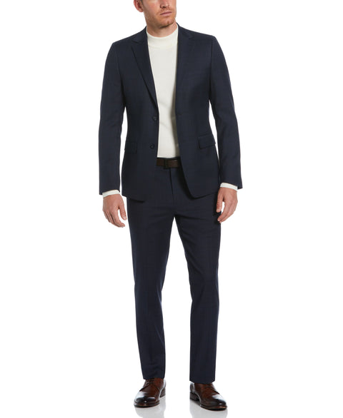 Slim Fit Notch Lapel Suit Jacket (Blue) 