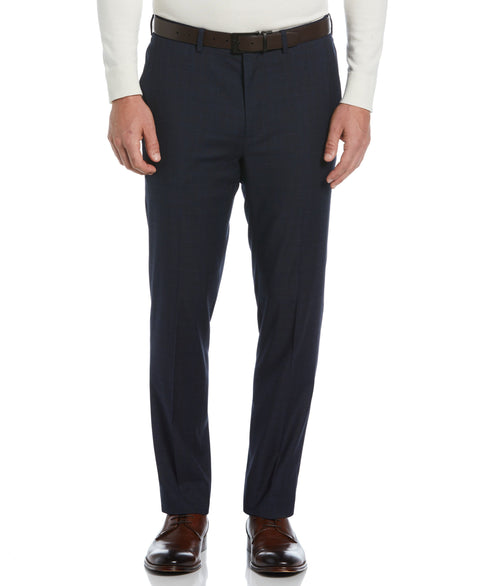 Slim Fit Plaid Suit Pant (Blue) 