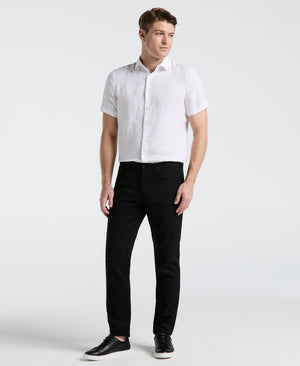 Double Weave Slim Fit 5-Pocket Pants (Black) 