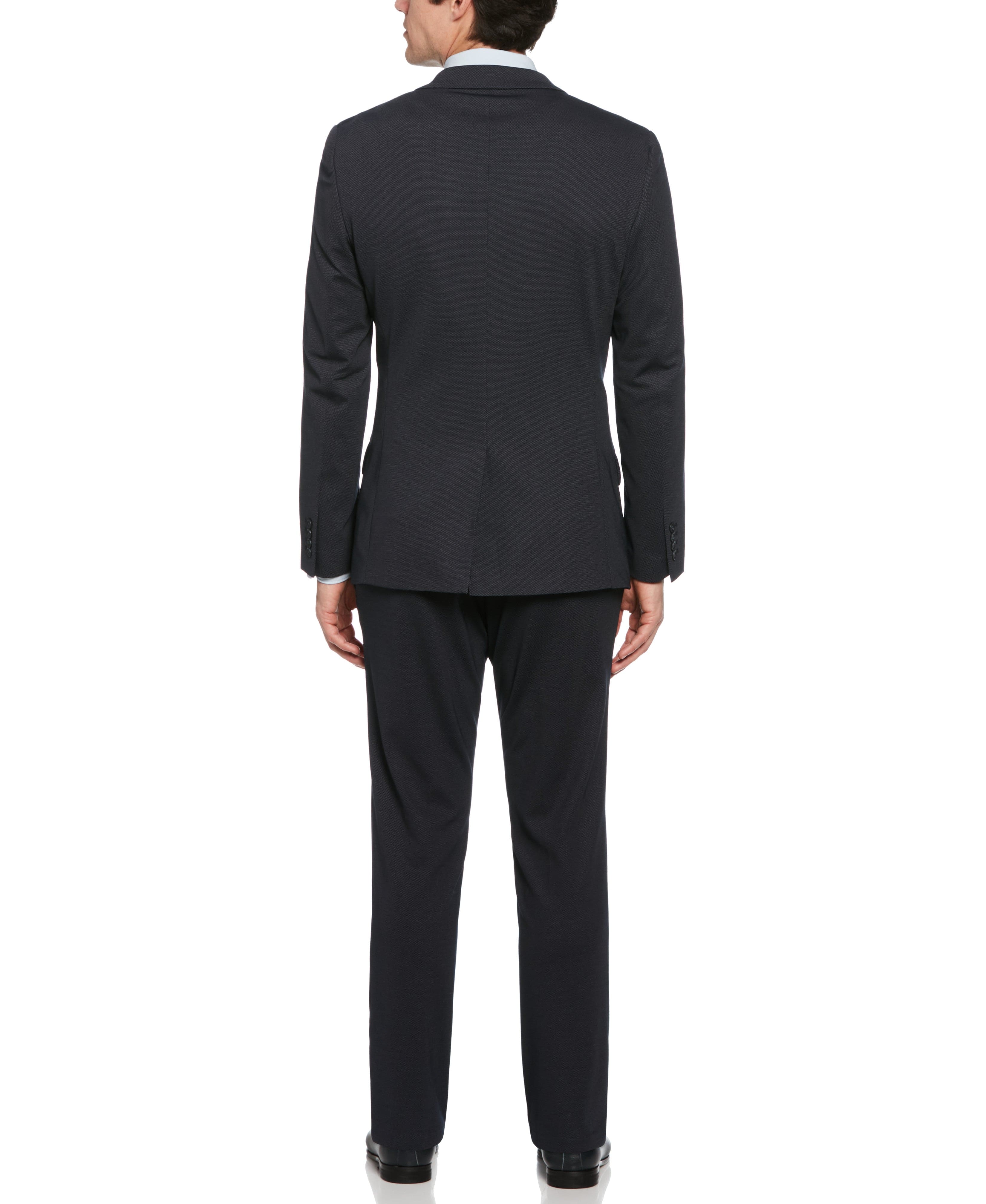 Slim Fit Stretch Pindot Navy Knit Suit | Perry Ellis