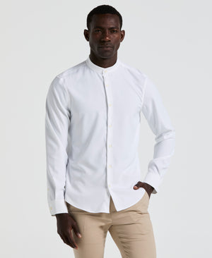 Untucked Total Stretch Slim Fit Banded Collar Shirt (Bright White) 